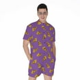 thumbnail image 1 of Purple Pizza Pattern Short Sleeve Men'S Rompers, Food Lover Casual Summer Jumpsuits Outfit, 1 of 4