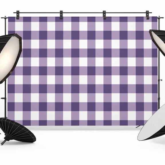 Purple Plaid Backdrop for Photography, Purple Gradient Line Check Geometric Photo Backdrop Portrait Background Party Banner Photo Backgrounds for Studio Booth Props, 7x5ft