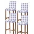 thumbnail image 1 of Purple Plaid Bar Stool Covers Set of 4, Spring Summer Farmhouse Buffalo Checkered Stretch Washable Bar Chair Covers with Backs, Removable Pub Counter Height Chair Cover for Kitchen Dining Room Cafe, 1 of 7