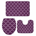 thumbnail image 1 of Purple Plaid Bathroom Rugs Set Retro Country Moroccan National Geometrical Plaid Non Slip Absorbent Soft Bath Mats 3 Piece Set with Bathroom Rug, U-Shaped Floor Mat, Toilet Seat Cover Large Size, 1 of 9