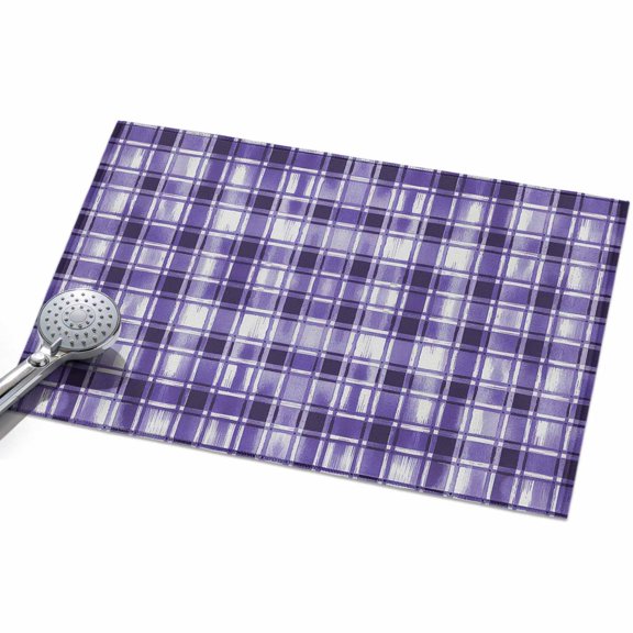 Purple Plaid Entryway Rug 2x3ft Washable Non Slip Bathroom Rug Low Pile Soft Indoor Floor Front Door Mat Modern Art Checkered Farmhouse Rectangle Area Rugs Carpet for Kitchen Office Dining Room Home