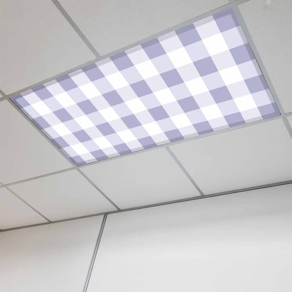 Purple Plaid Fluorescent Light Covers, Spring Summer Farmhouse Buffalo Checkered Magnetic Light Covers for Ceiling Lights, Fluorescent Ceiling Shade Filters for Classroom Bedroom Office 4x2Ft x 1PCS