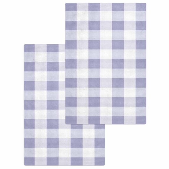 Purple Plaid Kitchen Dish Towels for Drying Dishes Set of 2, Spring Summer Farmhouse Buffalo Checkered Waffle Weave Microfiber Hand Tea Bathroom Towels Quick Dry & Absorbent Towel 15.7x23.6