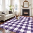 thumbnail image 1 of Purple Plaid Large Area Rugs 6x9 ft Purple Gradient Line Check Geometric Washable Rug Non Slip Indoor Carpet Absorbent Floor Mat for Living Room Bedroom Dining Room, 1 of 9