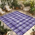 thumbnail image 1 of Purple Plaid Outdoor Rug for Patio/Deck/Porch, Non-Slip Large Area Rug 6 x 9 Ft, Modern Art Checkered Farmhouse Indoor Outdoor Rugs Washable Area Rugs, Reversible Camping Rug Carpet Runner, 1 of 8
