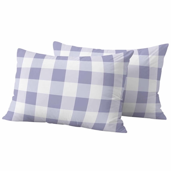 Purple Plaid Outdoor Waterproof Pillow Covers, Spring Summer Farmhouse Buffalo Checkered Decorative Rectangle Throw Pillowcase Sofa Cushion Sham for Patio/Couch/Chair, 20"x12" 2 Pack