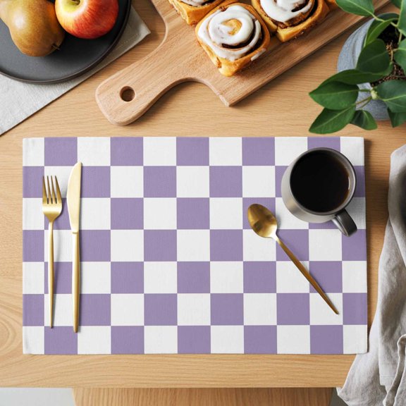 Purple Plaid Placemats Set of 1, Modern Checkerboard Plaid Repeating Pattern Non-Slip Place Mats Washable Table Mats for Kitchen Dining Table Decorations Indoor/Outdoor