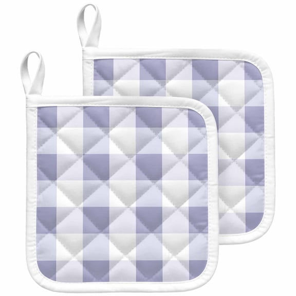 Purple Plaid Pot Holders for Kitchen Heatproof Potholder, 2 Pack Spring Summer Farmhouse Buffalo Checkered Hot Pads Multipurpose Oven Pads Cloth Potholders Trivet for Cooking and Baking