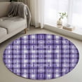 thumbnail image 1 of Purple Plaid Round Rug 4ft Washable Circle Entryway Rugs Non Slip Modern Art Checkered Farmhouse Area Rug Indoor Floor Carpet for Bedroom Kitchen Living Room Home Office Dining Room Nursery, 1 of 8