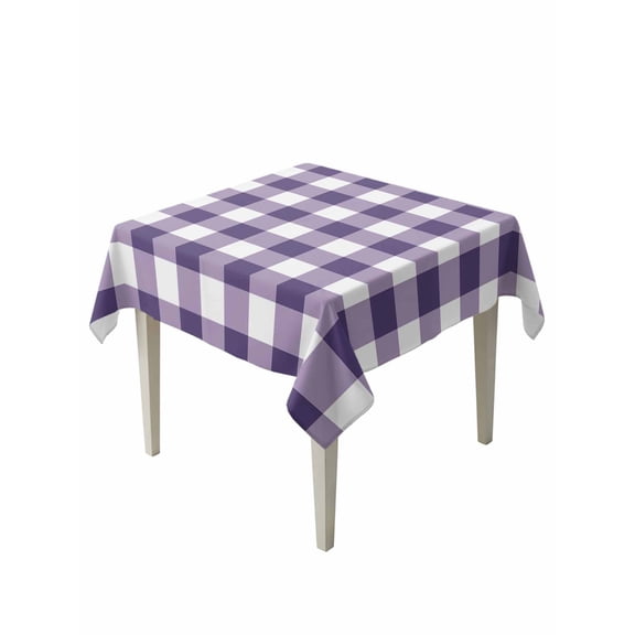 Purple Plaid Table Cloth 54x54 Inch Square, Purple Gradient Line Check Geometric Waterproof Tablecloth Washable Table Cover for Party Picnic Dinner Decor