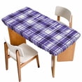 thumbnail image 1 of Purple Plaid Table Cloths for 5 Foot Rectangle Tables, Modern Art Checkered Farmhouse Patio Waterproof Elastic Fitted Tablecloths, Washable Rectangular Table Cover for Camping, 1 of 8