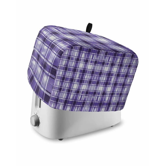 Purple Plaid Toaster Cover 4 Slice, Large Kitchen Appliance Covers, Modern Art Checkered Farmhouse Toaster Oven Cover with Loop, Bread Machine Cover Polyester Dust Cover Protection