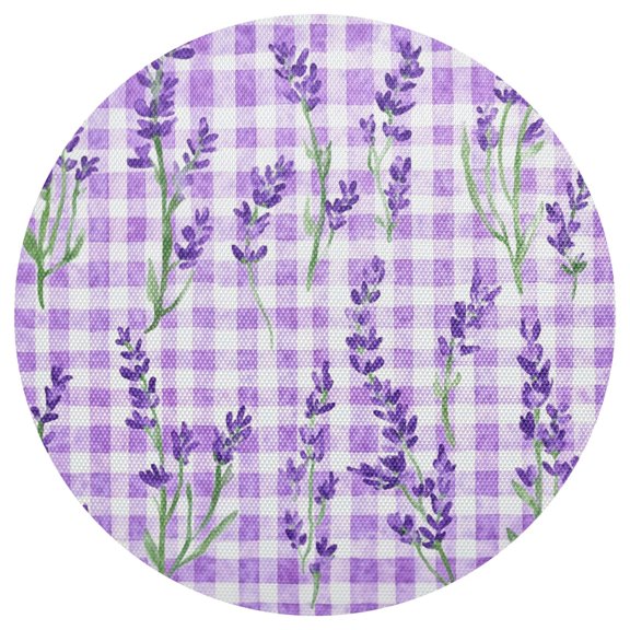 Purple Plaid Watercolor Lavender PVC Round Grid Placemat Table Mat 1 Pc 15.4" x 15.4"