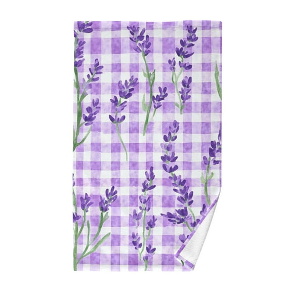 Purple Plaid Watercolor Lavender Pure Cotton Bath Towel Hand Towel 1 Piece for Pool Beach Gym 16" x 28"