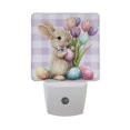 thumbnail image 1 of Purple Plaids Easter Rabbit with Eggs Flowers LED Night Light Sensor Lamp Plug-in Adjustable Brightness 2 Pack, 1 of 7