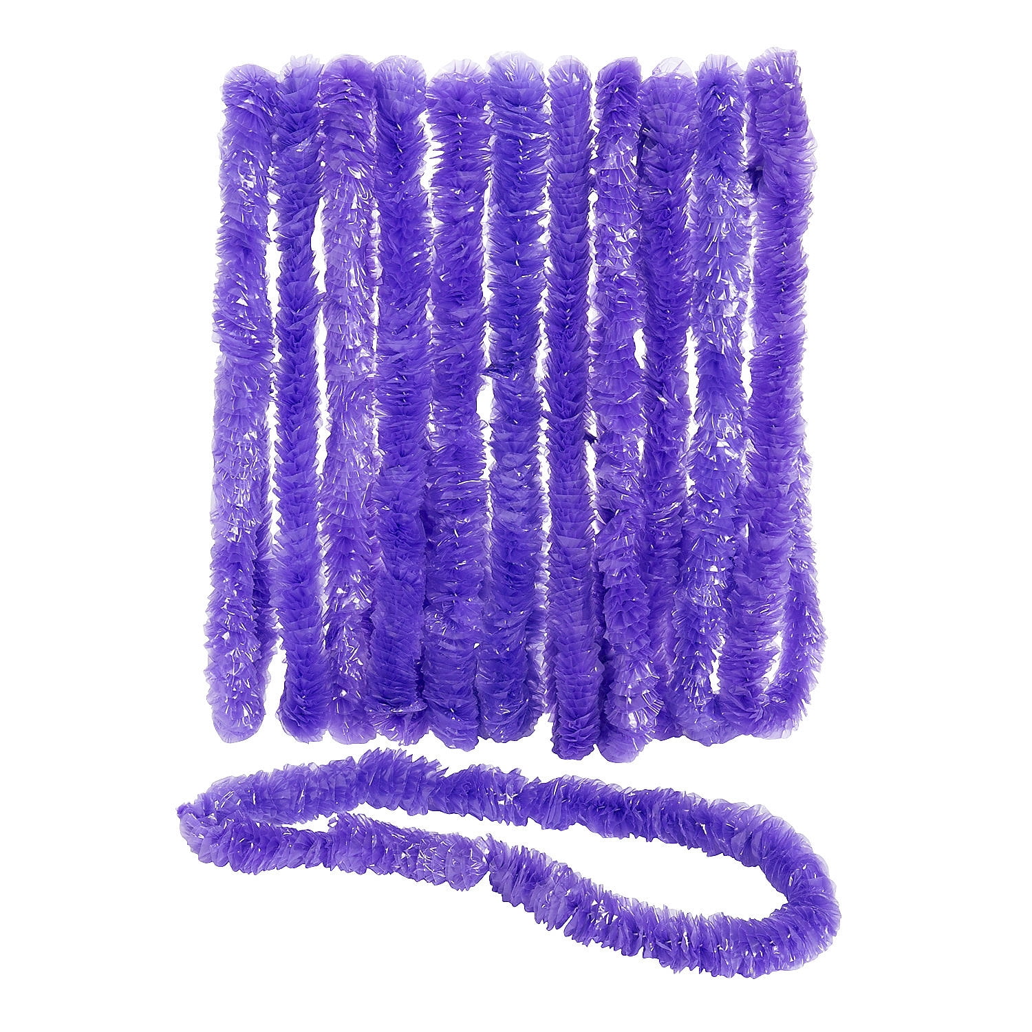 Vibrant Purple Plastic Leis for Luau Party - 50 Pieces