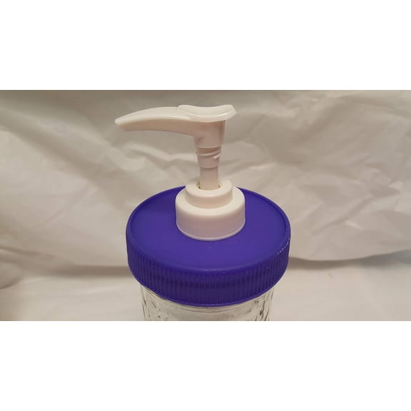 Purple Plastic Lid & Pump Mason Jar Soap/Lotion/Condiment Dispenser