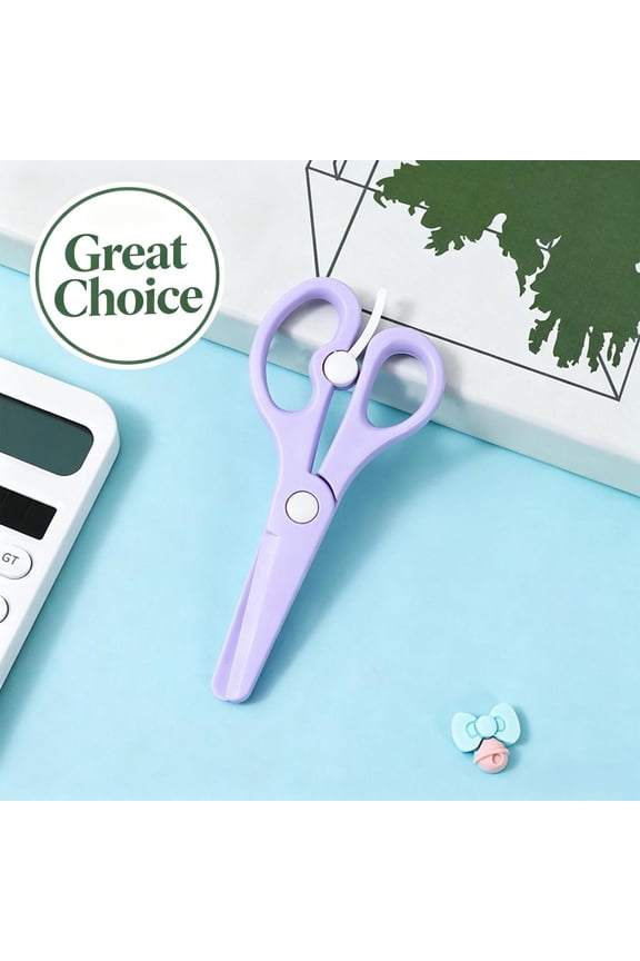 Purple Plastic Safety Craft Scissors, Round Tip Blunt-Edge Scissors with Spring Action, Safe Non-Scratch DIY Cutting Tool for Crafts & Everyday Use