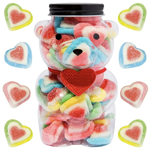 Purple Plum Assorted Gummy Bears Love Candy Gift in a Bear-Shaped Container for Valentine's Day, 1 lb 12 Flavors