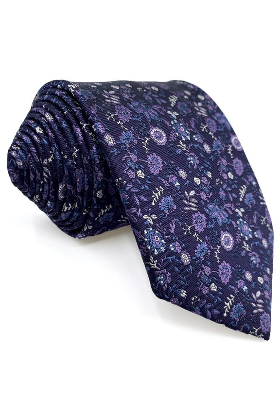 Purple Plum Necktie for Men Floral Elegant for Party Prom Wedding Woven Extra Long 63"