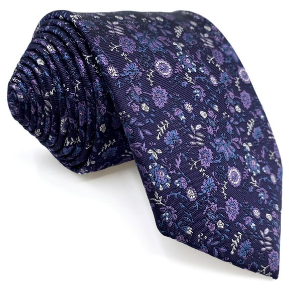 Purple Plum Necktie for Men Floral Elegant for Party Prom Wedding Woven Medium 57.5"