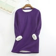 thumbnail image 1 of Purple Plus Size Blouses for Women, Long Sleeve Juniors Tops, Polyester Lightweight Button Down Shirt Women, Women Casaul Thick Fleece Sweatshirt Winter Velvet Warm O-neck Underwear Top, 1 of 7