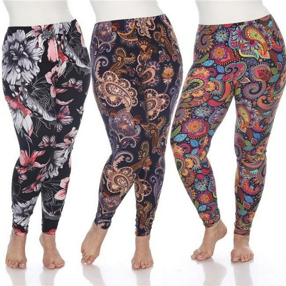 Purple Plus Size Leggings - One Size - Pack of 3
