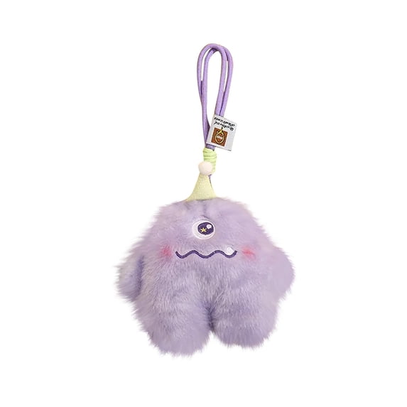 Purple Plush Monster Keychain, Colorful Fluffy Cartoon Bag Hanging Ornament 1 Piece For Backpack Handbag Decoration