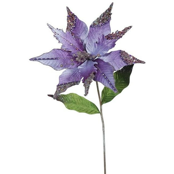 Purple Poinsettia Flower Stem, 26 & 12 in.