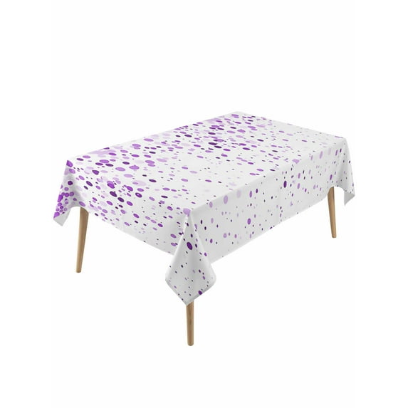 Purple Polka Dot Table Cloth, Abstract Modern Art Dots Watercolor Waterproof Tablecloth for Rectangle Tables, Reusable Washable Fabric Table Cover for Restaurant Kitchen Dining Tables 54"x108"