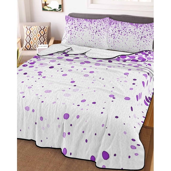 Purple Polka Dot Twin Size Down Alternative Comforter, Lightweight Comforter Quilt Bedding Set with Pillow Shams Abstract Modern Art Dots Watercolor All Seasons Bed Comforter Duvet Insert 68"x86"