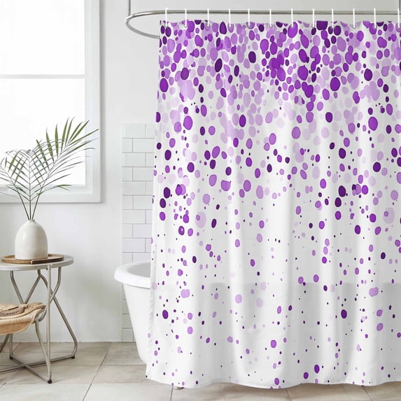 Purple Polka Dot Waterproof Fabric Shower Curtain,Abstract Modern Art Dots Watercolor Waterproof Fabric Shower Curtain for Bathroom Curtains Bathtubs Hotel Shower Curtains with 12 Hooks Stall 48x72in