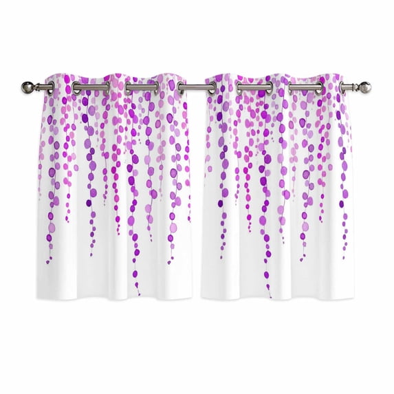 Purple Polka Dots Kitchen Curtains Window Panels, Vintage Abstract Art Watercolor Insulated Window Treatment Curtain, Grommet Curtains for Bedroom/Living Room/Bathroom, 2 Piece 42"Wx45"L