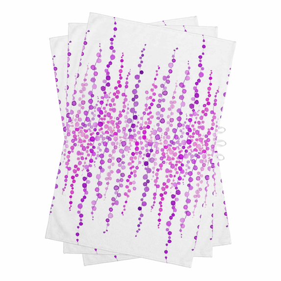 Purple Polka Dots Kitchen Towels Set of 3, Water Absorbent Dish Towel, Vintage Abstract Art Watercolor Decorative Hand Towels - Quick Drying Cloth for Cooking Baking, 18x28 Inch