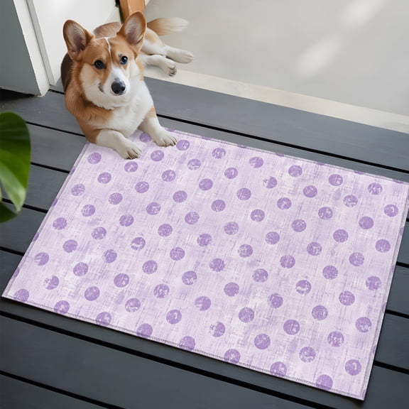 Purple Polka Dots Spots Washable Entry Rug 2x3 Abstract Modern Minimalist Fade Texture Low-Profile Area Rugs with Non Slip Backing Indoor Floor Carpet for Entrance Living Room Bedroom Home Office