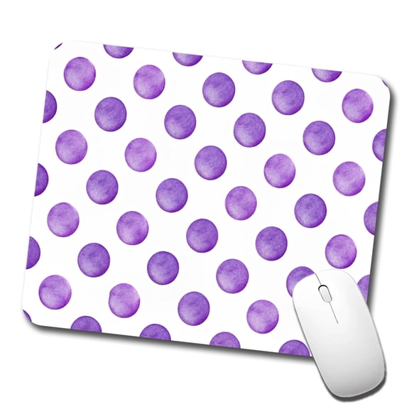 Purple Polka Dots White Background Mouse Pad Low Profile Gaming Mat