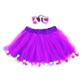 thumbnail image 1 of Purple Pom Pom Tutu and Bow Hair Tie | 2Pcs Set, 1 of 12