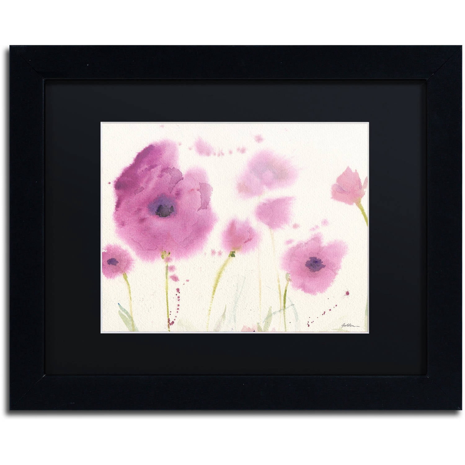 "Purple Poppies" Canvas Art by Sheila Golden, Black Matte, Black Frame