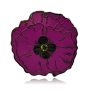 Purple Poppy Flower Hard Enamel Pin