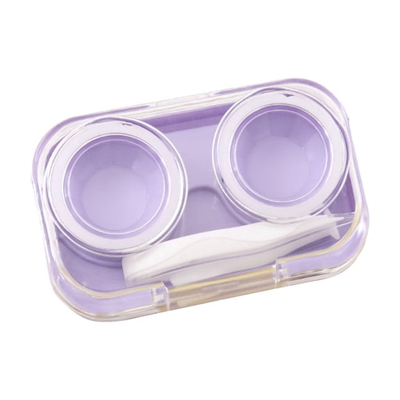 Purple Portable Compact Contact Lens Storage Case With Integrated Accessory Holder For Daily Use And Travel Organization