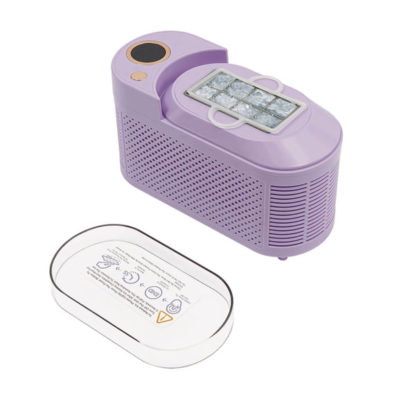 Purple Portable Mini Countertop Ice Cube Maker, 12V/AC Dual Power Quiet Compact Ice Machine with Clear Cover & Clip for Kitchen, Office, Dorm, Camping & RV