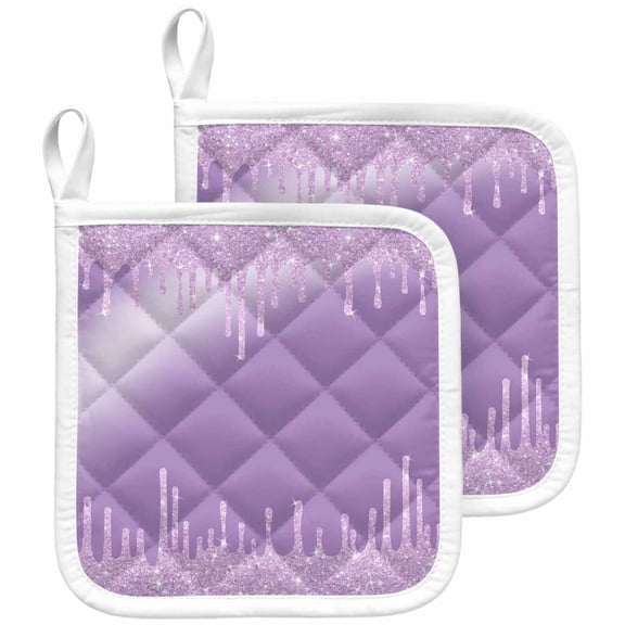Purple Pot Holders for Kitchen Heatproof Potholder, 2 Pack Modern Minimalist Silver Gradient Texture Art Hot Pads Multipurpose Oven Pads Cloth Potholders Trivet for Cooking and Baking