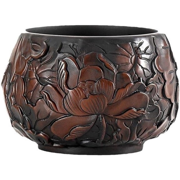 Purple Pottery Tea Cup Master Cups Lotus Engraving Handcrafted