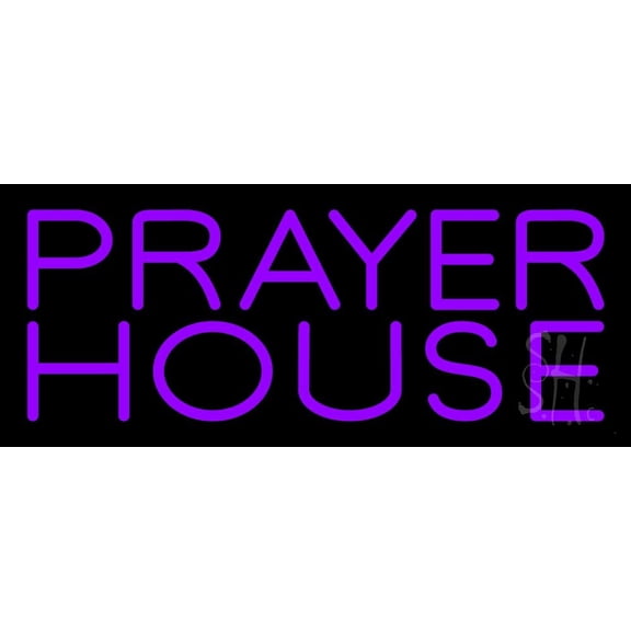 Purple Prayer House LED Neon Sign 6" Tall x 15" Wide - inches Black Square Cut Acrylic Backing, with Dimmer - Premium built indoor Sign for Home dcor, Event, Religious place, Store interior, Office.