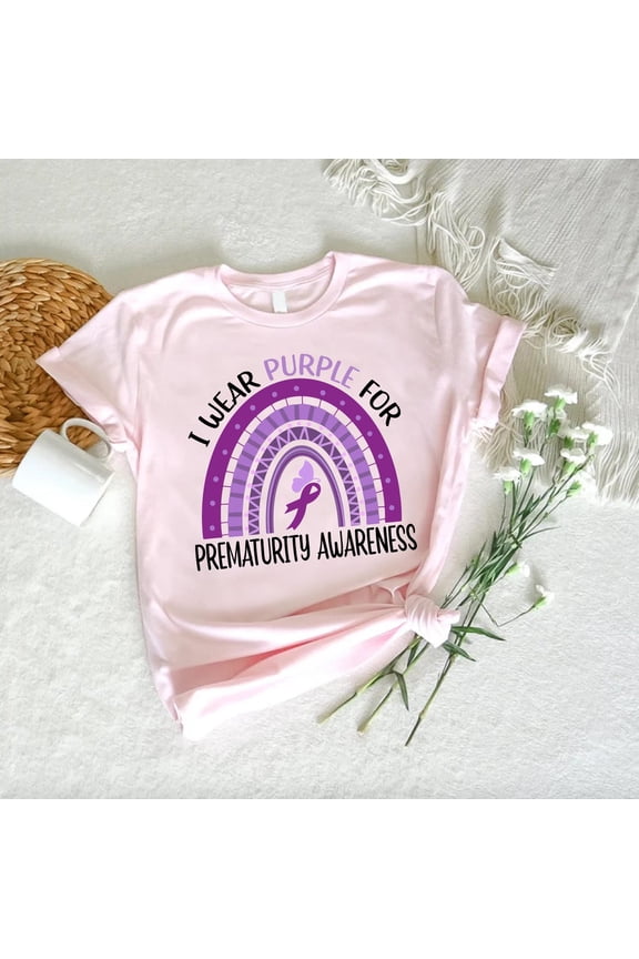 Purple Prematurity Awareness Shirt: NICU Support Tee TSHIRT All Size S-5XL