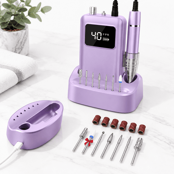 Purple Professional Drill, 40000 RPM Brushless, Portable & Corded Salon Tool
