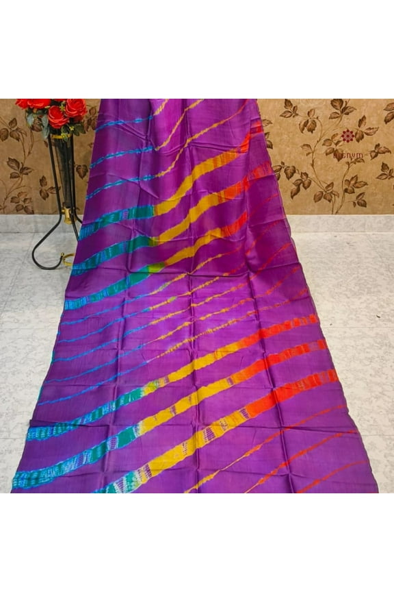 Purple Pure Silk Bandhani Shibori Saree