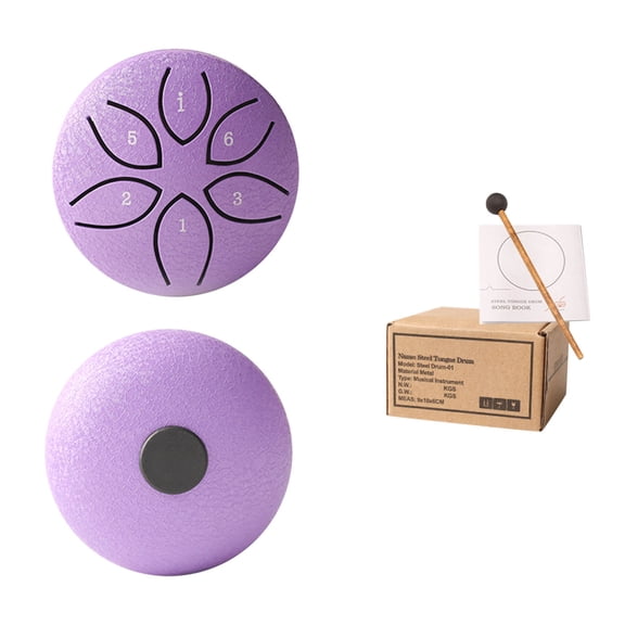 Purple Purple 3 Inch 6 Tone Mini Steel Tongue Drum For Outdoor Garden C Key Musical