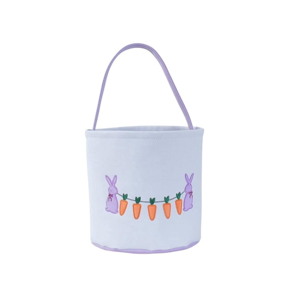 Purple Purple Canvas Easter Rabbit Basket Childrens Candy Easter Egg Handheld Basket Gift Bucket Holiday Party