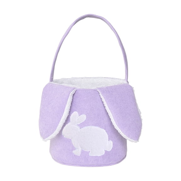 Purple Purple Corduroy Bunny Ears Basket Easter Themed Tote For Treats And Decor Soft Material For Long Lasting Holiday Use